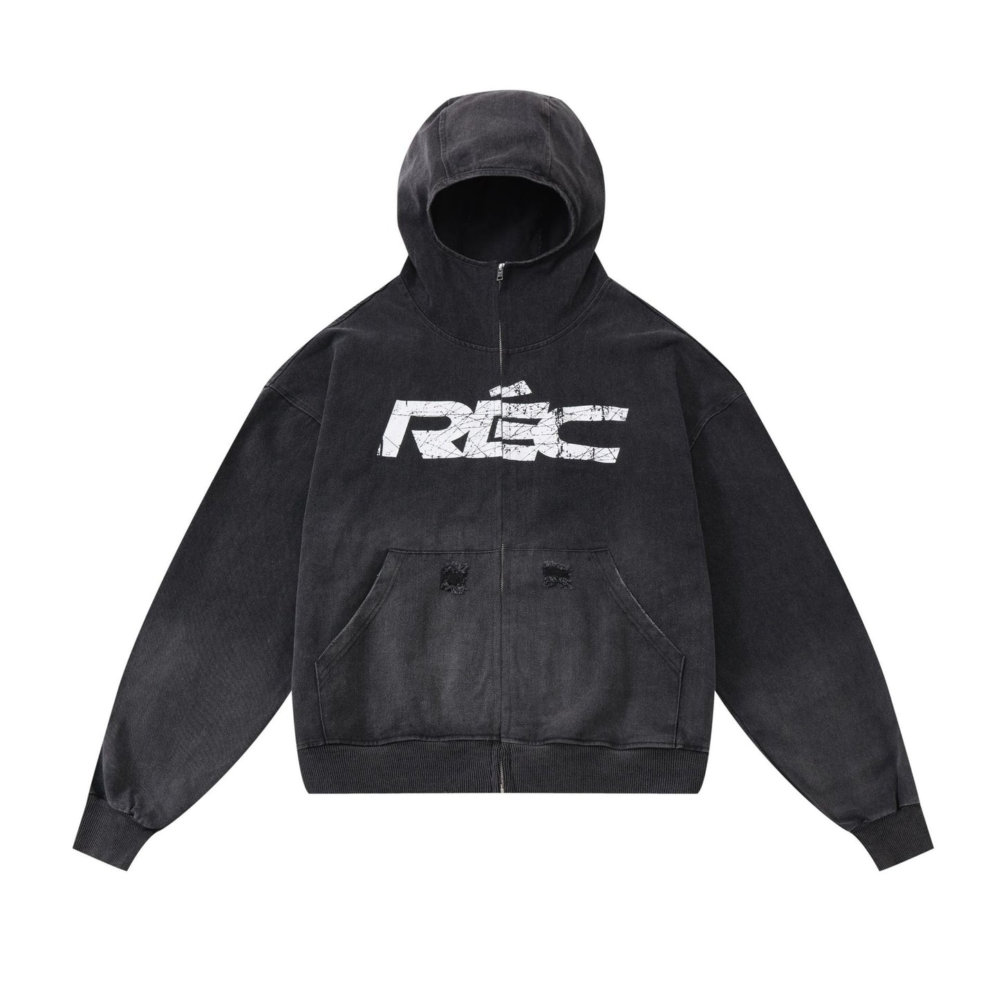 Maychao Heavy Washed And Worn Destroyed Denim Jacket