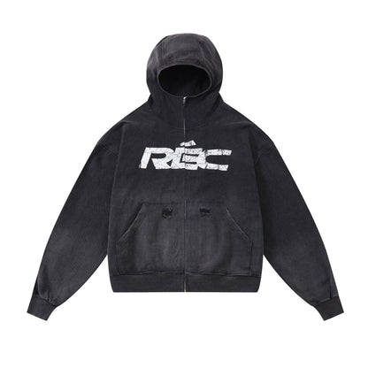 Maychao Heavy Washed And Worn Destroyed Denim Jacket