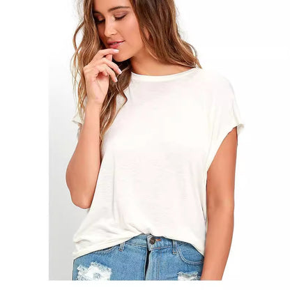 Womens Solid-color Backless T-shirt