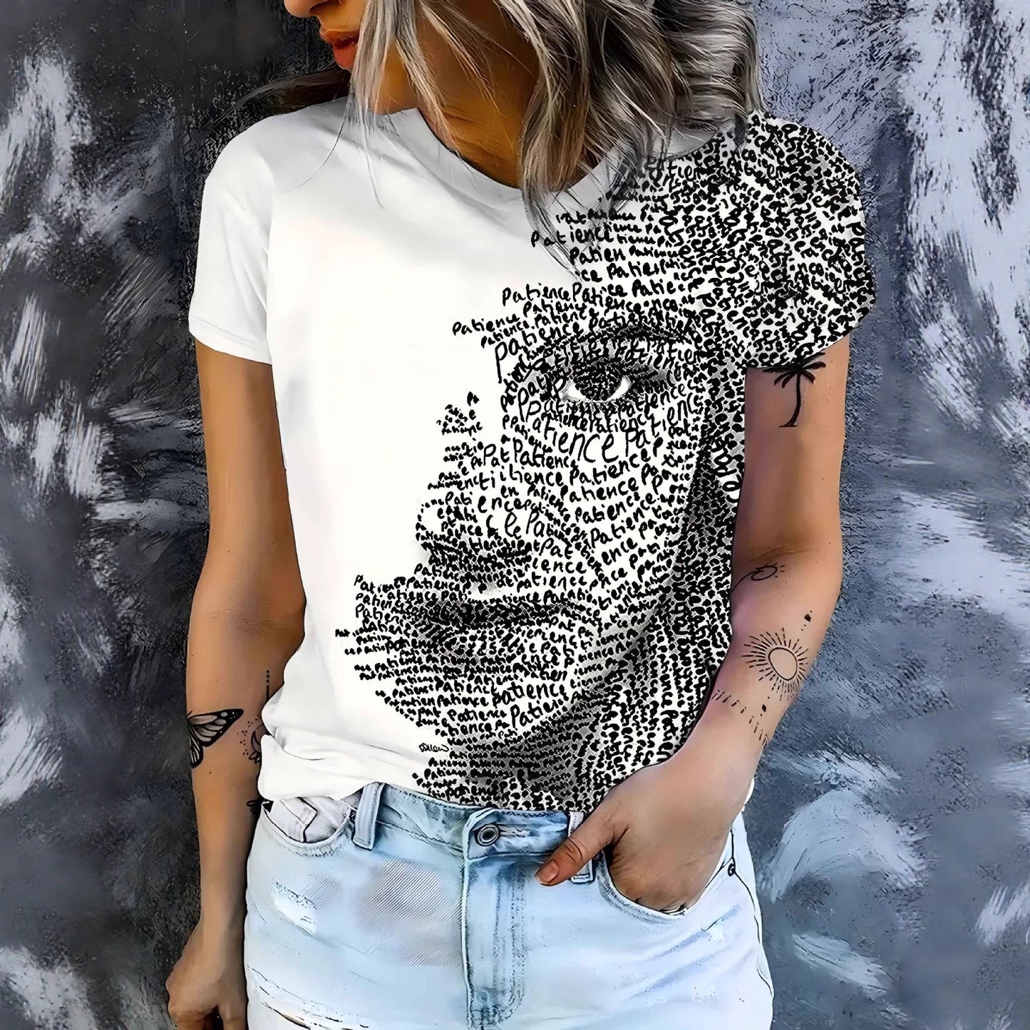 Womens Crew-neck Short-sleeve T-shirt Top