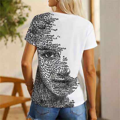 Womens Crew-neck Short-sleeve T-shirt Top