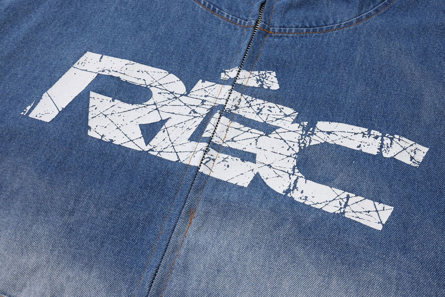 Maychao Heavy Washed And Worn Destroyed Denim Jacket