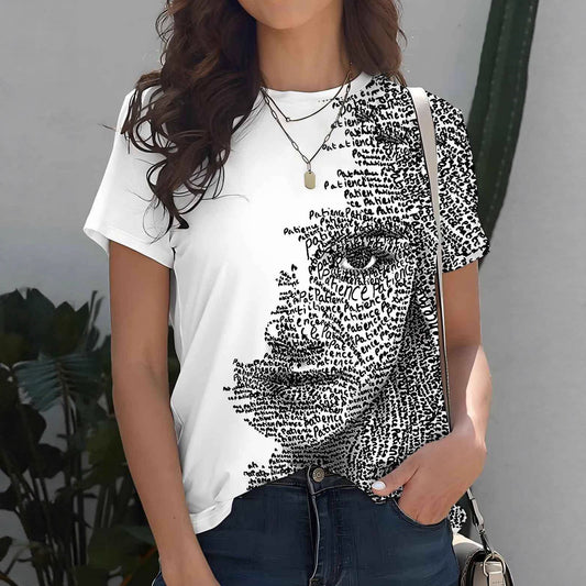 Womens Crew-neck Short-sleeve T-shirt Top