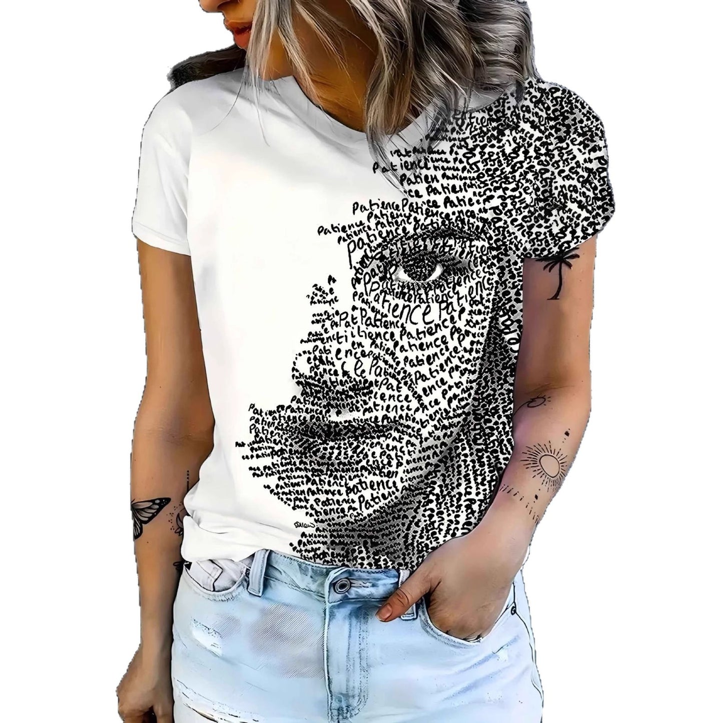 Womens Crew-neck Short-sleeve T-shirt Top
