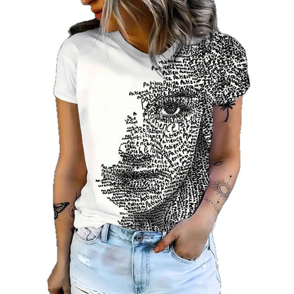 Womens Crew-neck Short-sleeve T-shirt Top